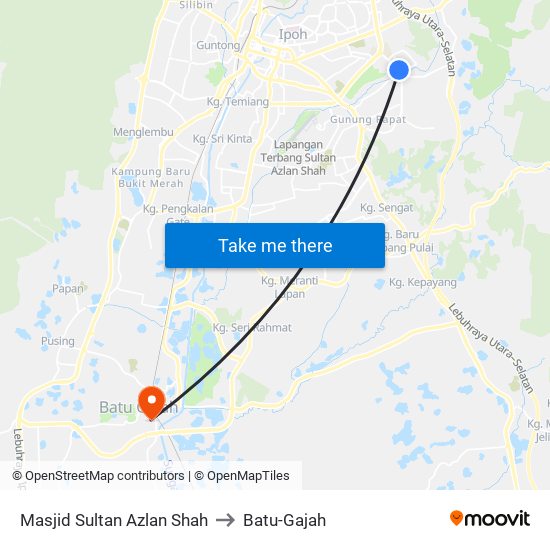 Masjid Sultan Azlan Shah to Batu-Gajah map