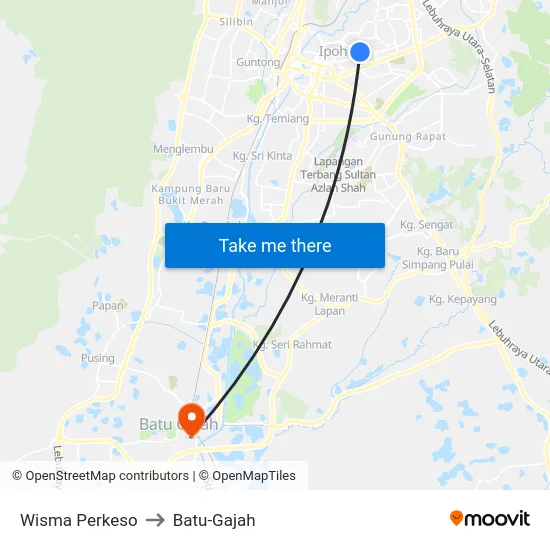 Wisma Perkeso to Batu-Gajah map