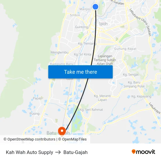 Kah Wah Auto Supply to Batu-Gajah map