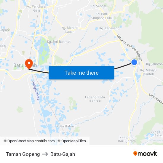 Taman Gopeng to Batu-Gajah map