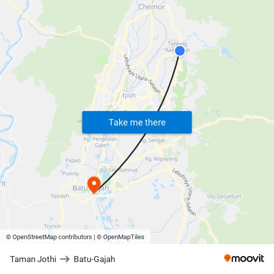 Taman Jothi to Batu-Gajah map