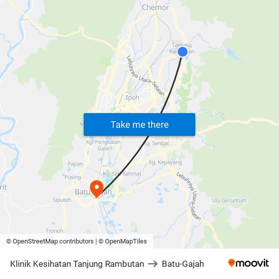 Klinik Kesihatan Tanjung Rambutan to Batu-Gajah map