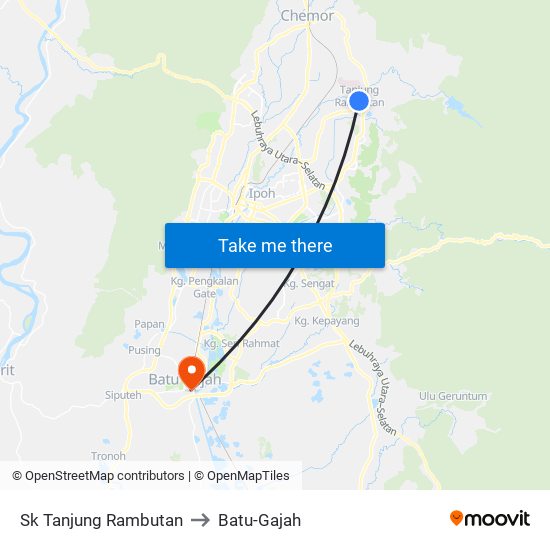 Sk Tanjung Rambutan to Batu-Gajah map