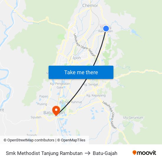 Smk Methodist Tanjung Rambutan to Batu-Gajah map