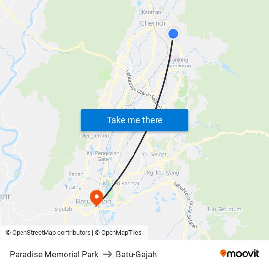 Paradise Memorial Park to Batu-Gajah map