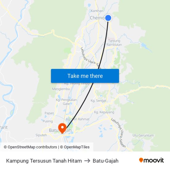 Kampung Tersusun Tanah Hitam to Batu-Gajah map