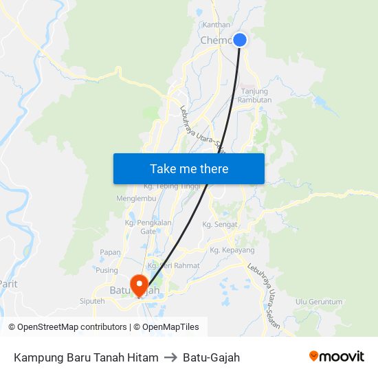 Kampung Baru Tanah Hitam to Batu-Gajah map