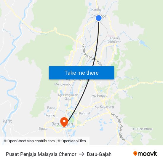 Pusat Penjaja Malaysia Chemor to Batu-Gajah map