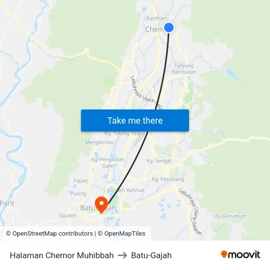 Halaman Chemor Muhibbah to Batu-Gajah map