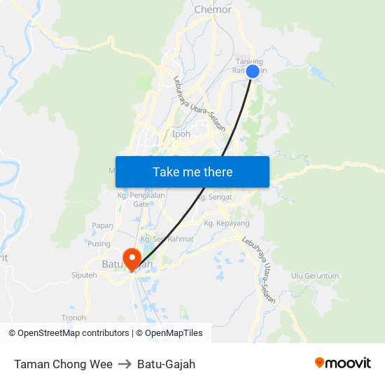 Taman Chong Wee to Batu-Gajah map