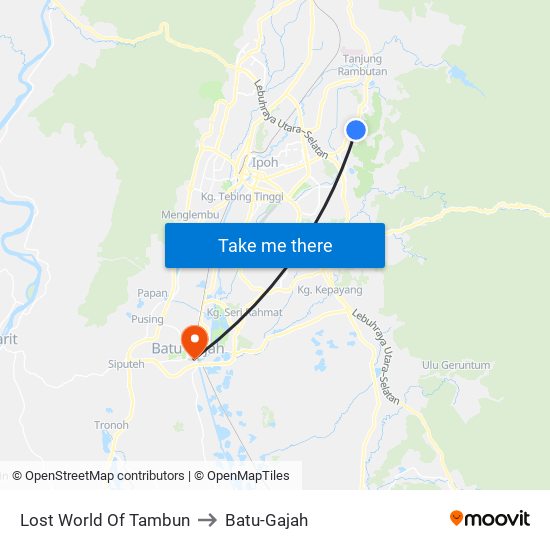 Lost World Of Tambun to Batu-Gajah map