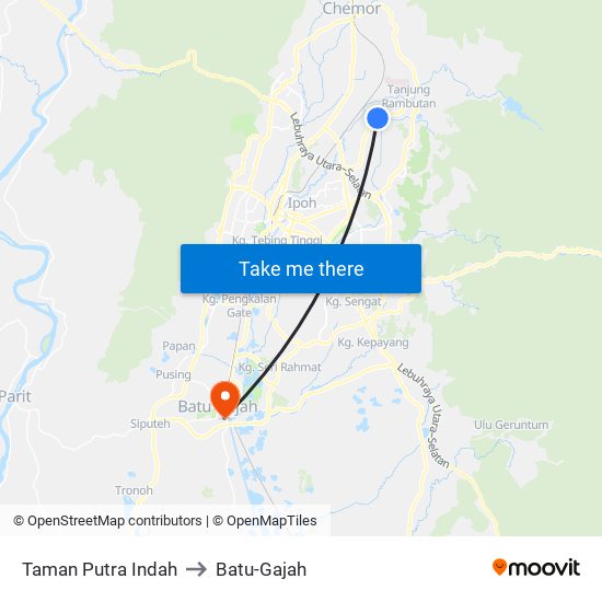 Taman Putra Indah to Batu-Gajah map