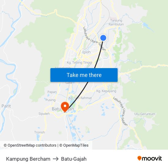 Kampung Bercham to Batu-Gajah map