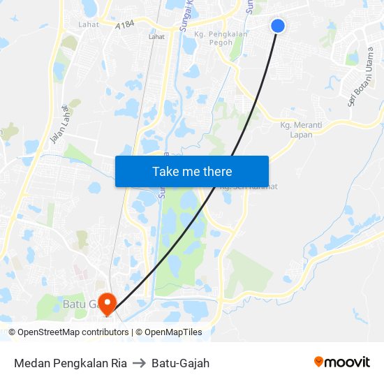 Medan Pengkalan Ria to Batu-Gajah map