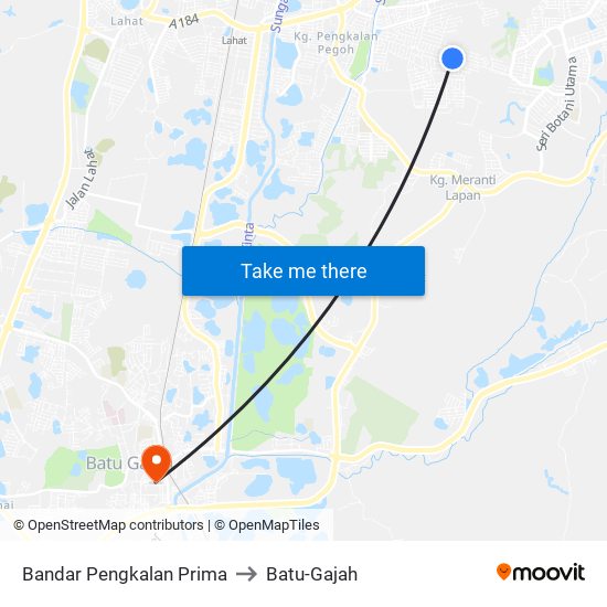 Bandar Pengkalan Prima to Batu-Gajah map