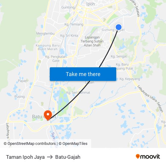 Taman Ipoh Jaya to Batu-Gajah map