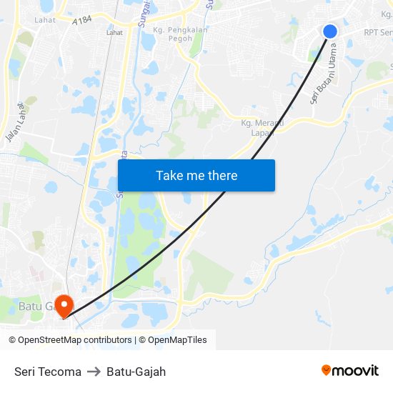 Seri Tecoma to Batu-Gajah map