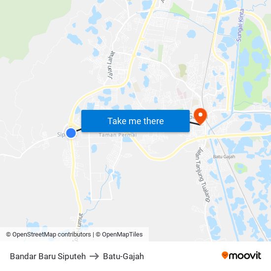 Bandar Baru Siputeh to Batu-Gajah map