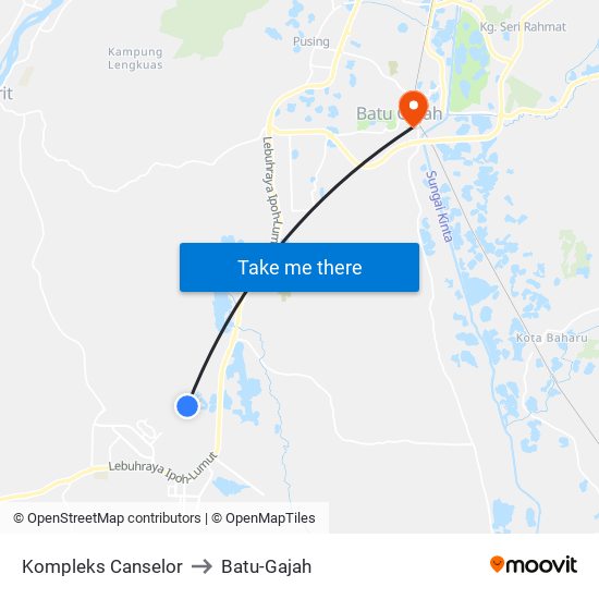 Kompleks Canselor to Batu-Gajah map