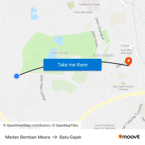 Medan Bemban Mesra to Batu-Gajah map