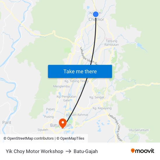 Yik Choy Motor Workshop to Batu-Gajah map