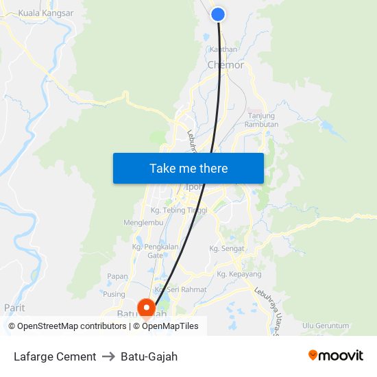 Lafarge Cement to Batu-Gajah map