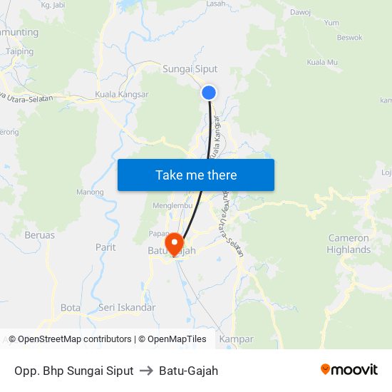 Opp. Bhp Sungai Siput to Batu-Gajah map