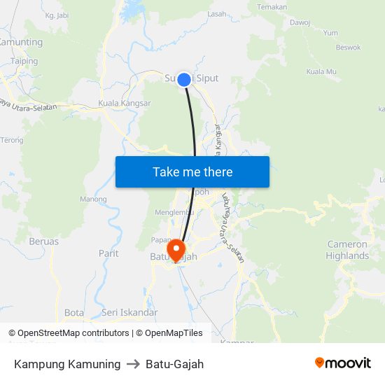 Kampung Kamuning to Batu-Gajah map