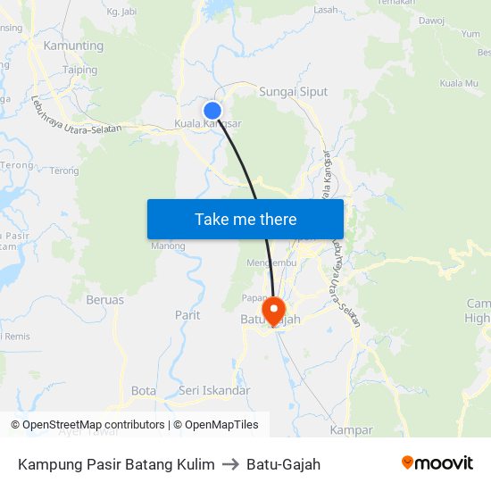 Kampung Pasir Batang Kulim to Batu-Gajah map