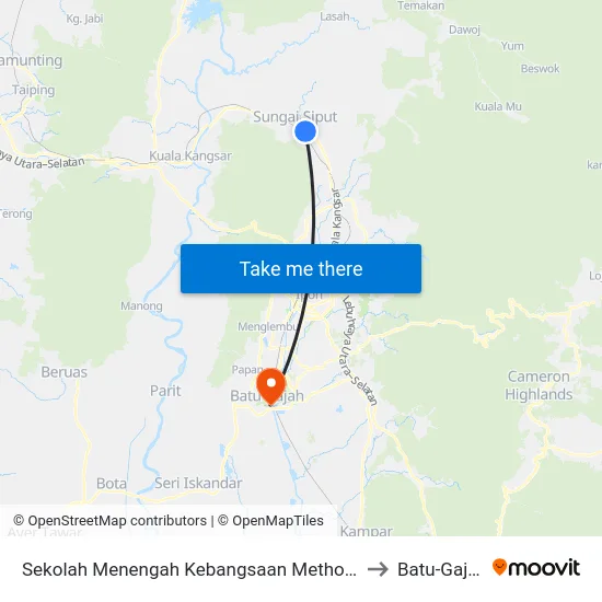 Sekolah Menengah Kebangsaan Methodist to Batu-Gajah map