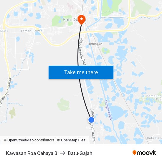 Kawasan Rpa Cahaya 3 to Batu-Gajah map