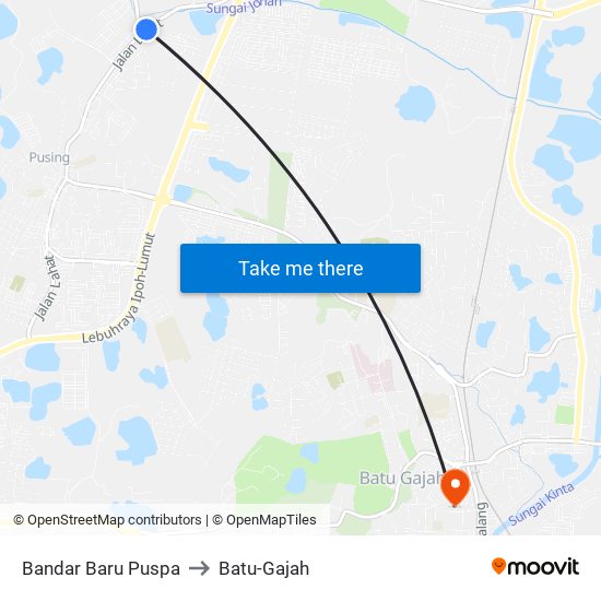 Bandar Baru Puspa to Batu-Gajah map