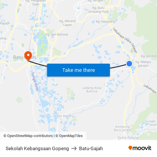 Sekolah Kebangsaan Gopeng to Batu-Gajah map