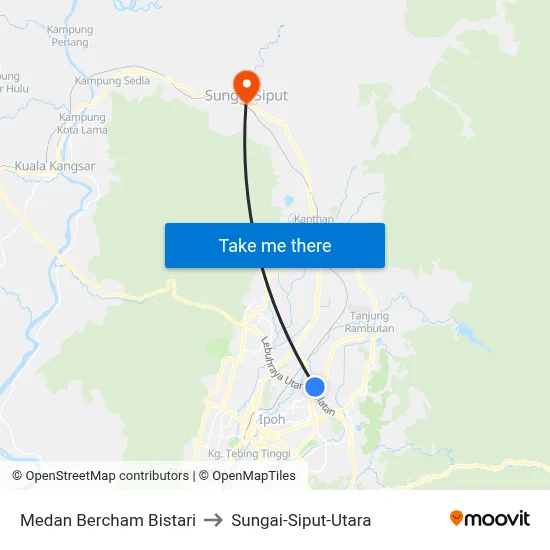 Medan Bercham Bistari to Sungai-Siput-Utara map