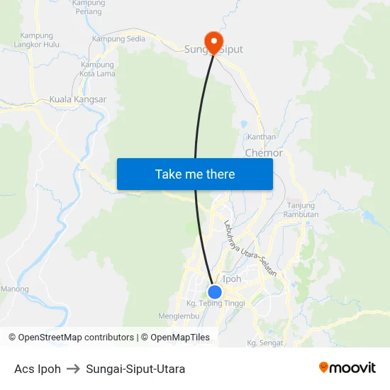Acs Ipoh to Sungai-Siput-Utara map