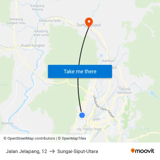Jalan Jelapang, 12 to Sungai-Siput-Utara map
