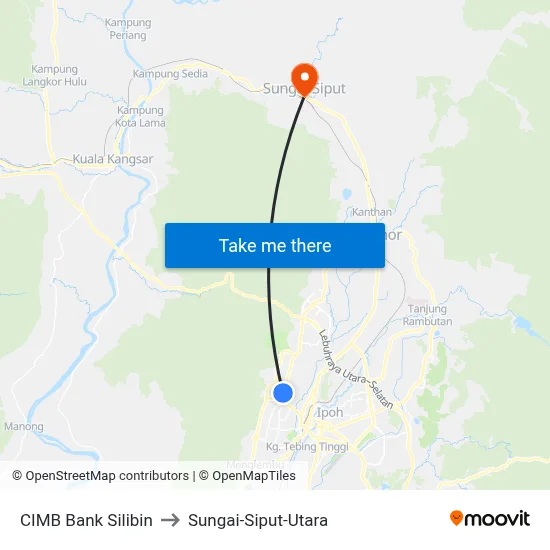 CIMB Bank Silibin to Sungai-Siput-Utara map