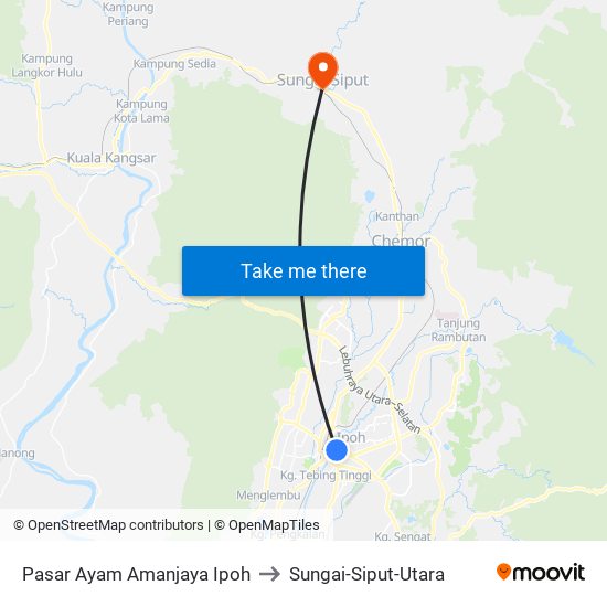 Pasar Ayam Amanjaya Ipoh to Sungai-Siput-Utara map