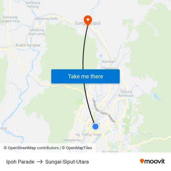 Ipoh Parade to Sungai-Siput-Utara map