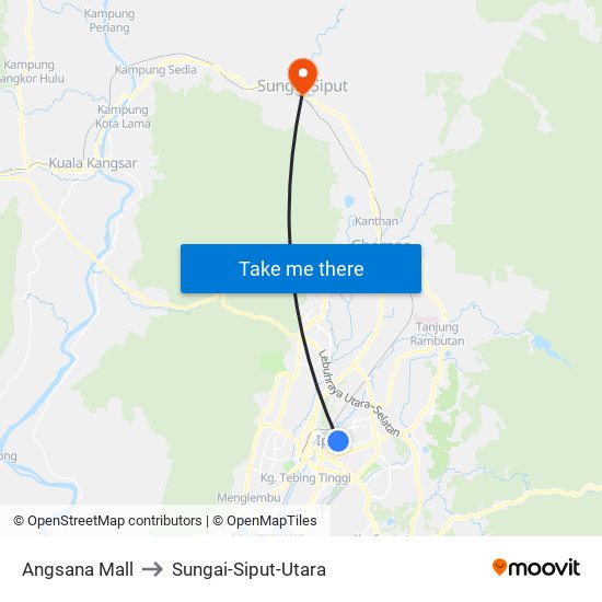 Angsana Mall to Sungai-Siput-Utara map