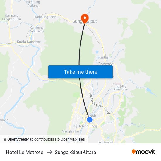 Hotel Le Metrotel to Sungai-Siput-Utara map