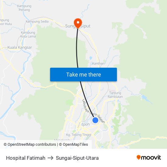 Hospital Fatimah to Sungai-Siput-Utara map