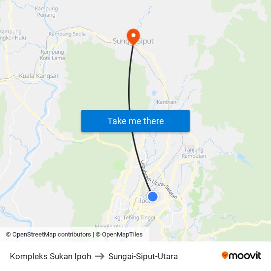 Kompleks Sukan Ipoh to Sungai-Siput-Utara map