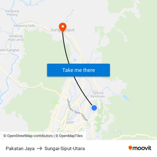 Pakatan Jaya to Sungai-Siput-Utara map