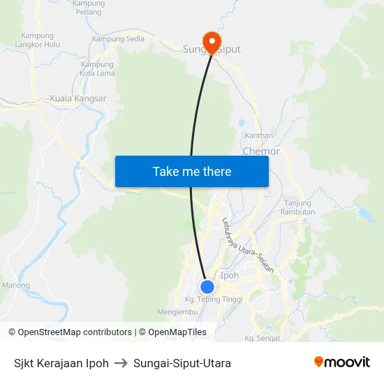 Sjkt Kerajaan Ipoh to Sungai-Siput-Utara map
