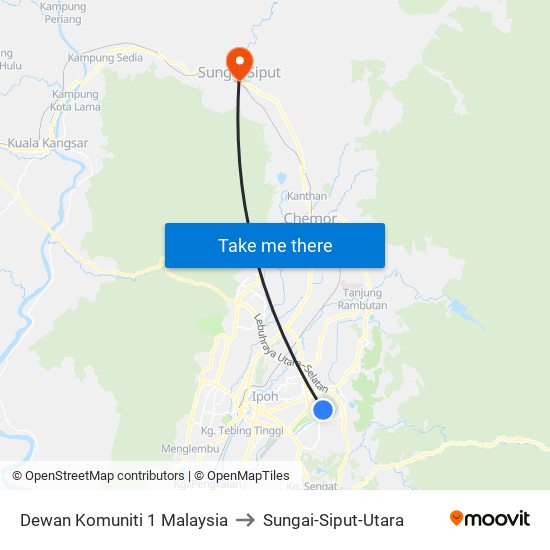 Dewan Komuniti 1 Malaysia to Sungai-Siput-Utara map