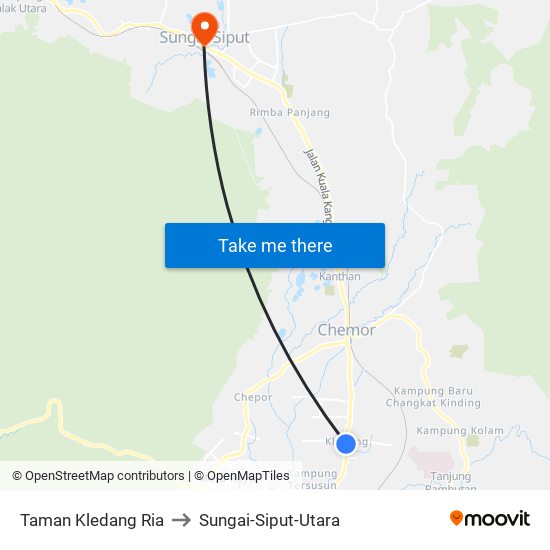 Taman Kledang Ria to Sungai-Siput-Utara map