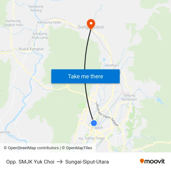 Opp. SMJK Yuk Choi to Sungai-Siput-Utara map
