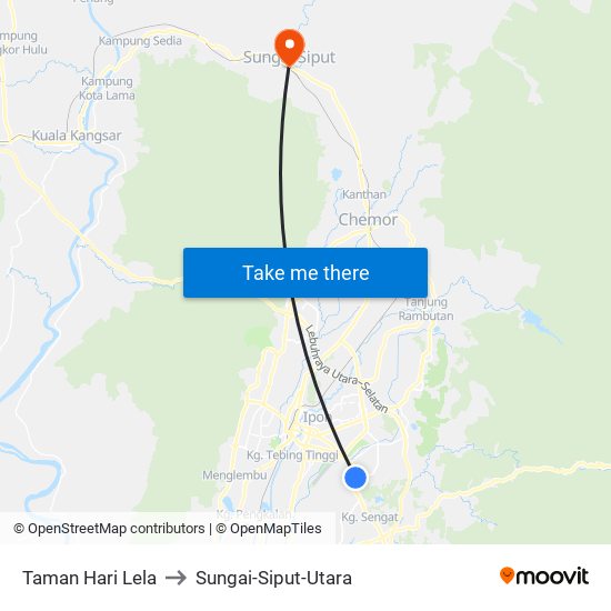 Taman Hari Lela to Sungai-Siput-Utara map