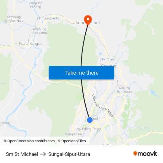 Sm St Michael to Sungai-Siput-Utara map